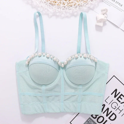 Women Tank Tops Sexy Sequined Diamond Bra Woman Clothes Push Up Bustier Club y2k Crop Top Party Ladies Corset Blusas Ropa Mujer