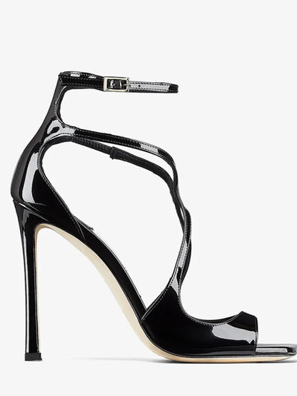 2026Ladies' Summer New Fashionable High-heeled Open Toed Sandals Square Toe Party Sexy 34-43Large Women's Shoes