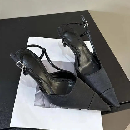 Eilyken Spring Buckle Strap Women Pumps Sandals Fashion Shallow Thin Heels Pointed Toe Slingback Mules Tacones Mujer
