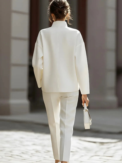 2026 Spring Urban Commute New Style Fashion Elegant Versatile Long Sleeve Lapel Pocket  Casual Suit blazer women suit set women