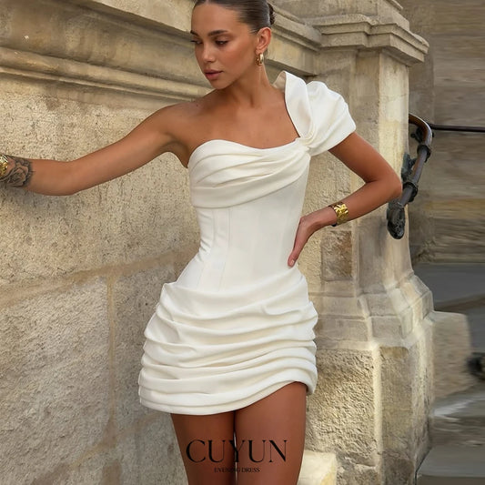 CUYUN One Shoulder Sexy Mini Women Prom Dresses Backless Customized Sheath Party Dresses Bridal Wedding Party Dresses 2025