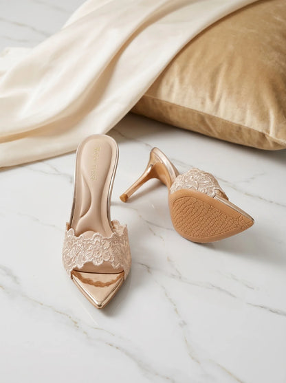 High heeled sandals for women to wear outside, summer lace high heels for women, sexy black slim heeled one-piece slippers