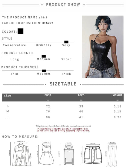 Sisterlinda Sexy Patchwork Tank Top Women Fashion Casual Faux Leather Sleeveless Irregular Hem Coquette Midnight Party Club Vest
