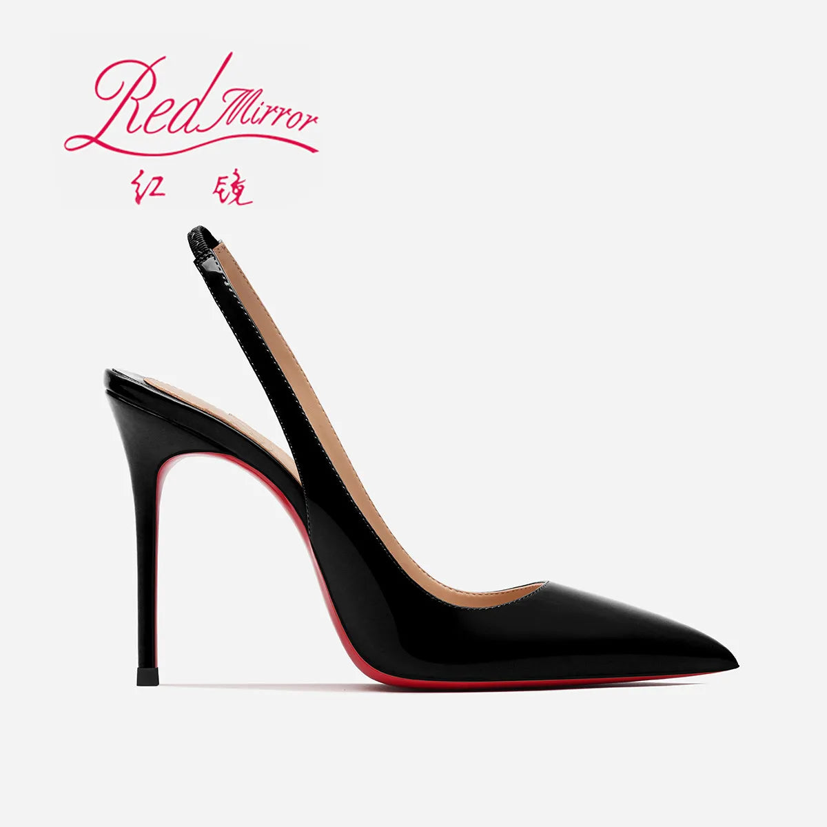 2025 new pointed patent leather nude single shoes socialite versatile stiletto rear empty bag head high heels sandals