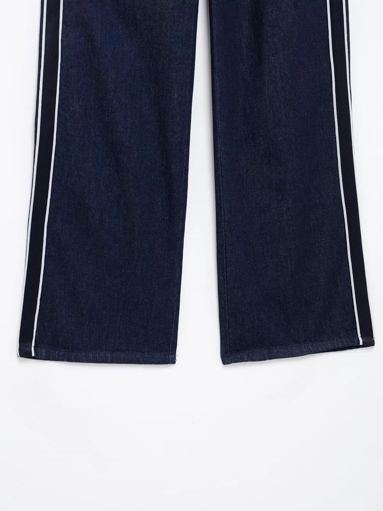 KONDALA Women High Street Denim Set Spring Fall Trendy Side Stripe Stand Collar Zipper Jacket Lace-up Pant 2026 Casual Pants Set