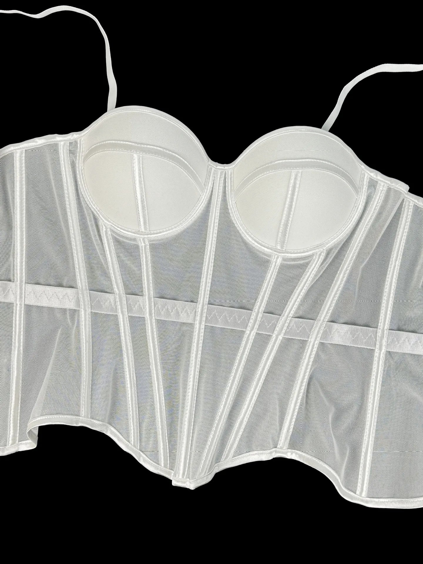 Transparent Mesh Sexy Waisted Lady Corset Elegant Shaping Women Bustier Girls Slim Evening Wear Crops Top Lady Short Body Shaper