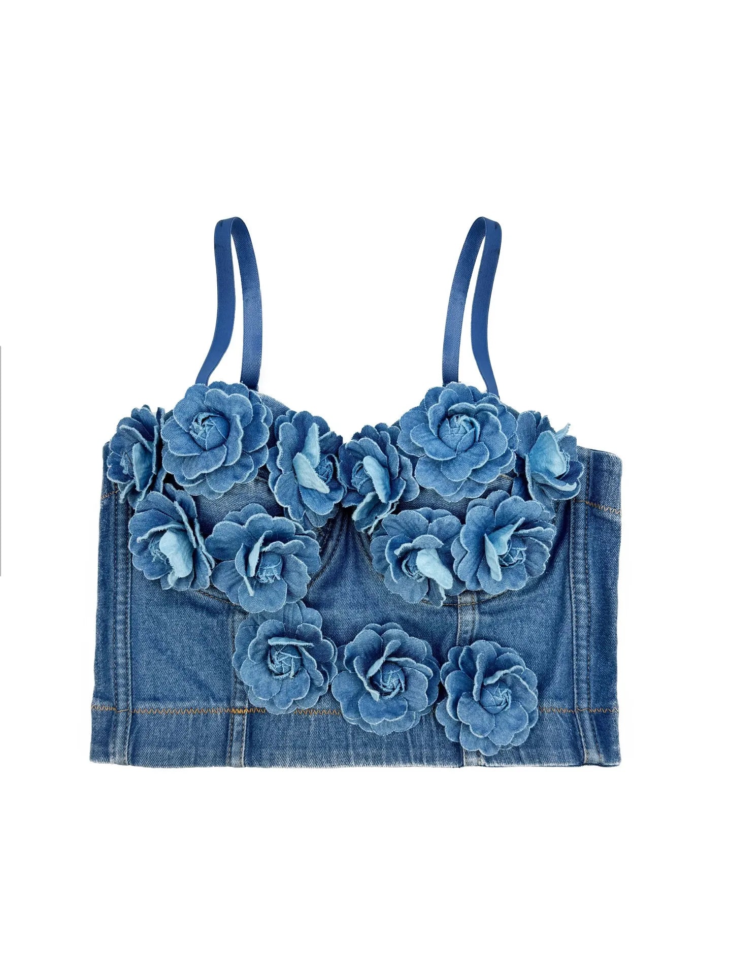 Sexy Beachwear Corset 3D Floral Applique Cute Women Deading Design Bustier Ladies Event Party Crop Top Short French Sweet Cami