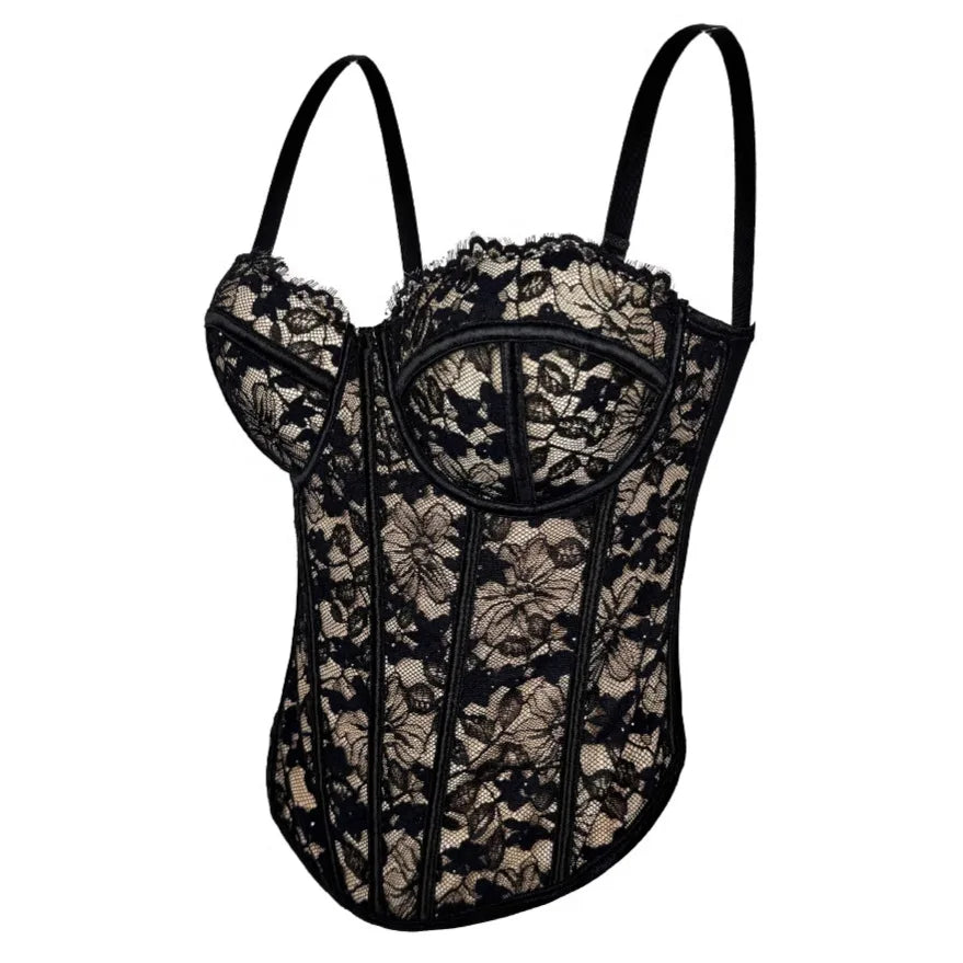 Floral Lace Lady Bustier Elegant Shaping Sexy Lace Women Corset Girls Slim Evening Wear Crops Lady Short Sweet Body Shaper Top