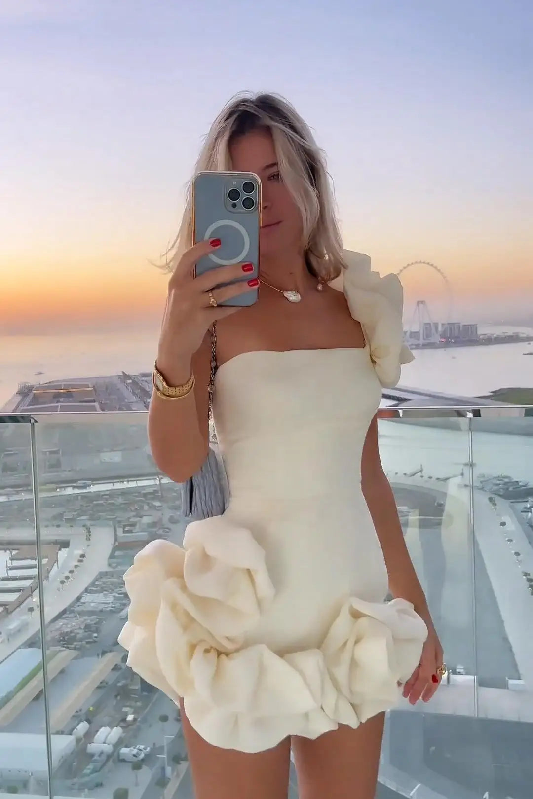 2025 Summer Fashion New Elegant Temperament Party Evening Dress For Women Flower Sleeveless Off-Shoulder Sexy Pleated Rose Dress