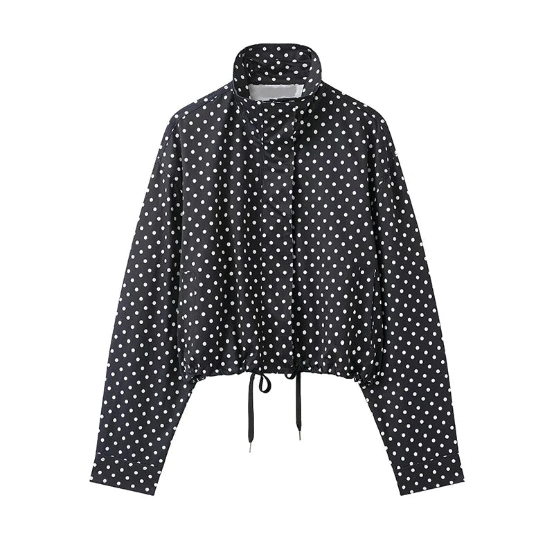 Women's Jackets Fashion Polka Dot Bomber Jacket Spring Women Long Sleeve Loose Jackets Coats Streetwear Female Outerwear Tops