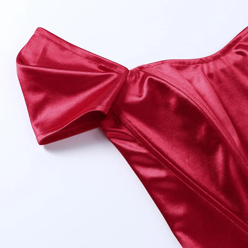 Elegant Satin Bow Tie Corset Top for Women Summer 2022 Fashion Sleeveless Backless Cropped Tops Club Party Clothes