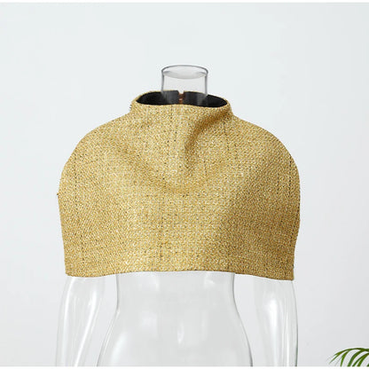 Women Elegant Gold Sparkle Capelet Top Shiny Tweed Shoulder Wrap Turtleneck Short Cloak New Lady Evening Club Party Tops 2026