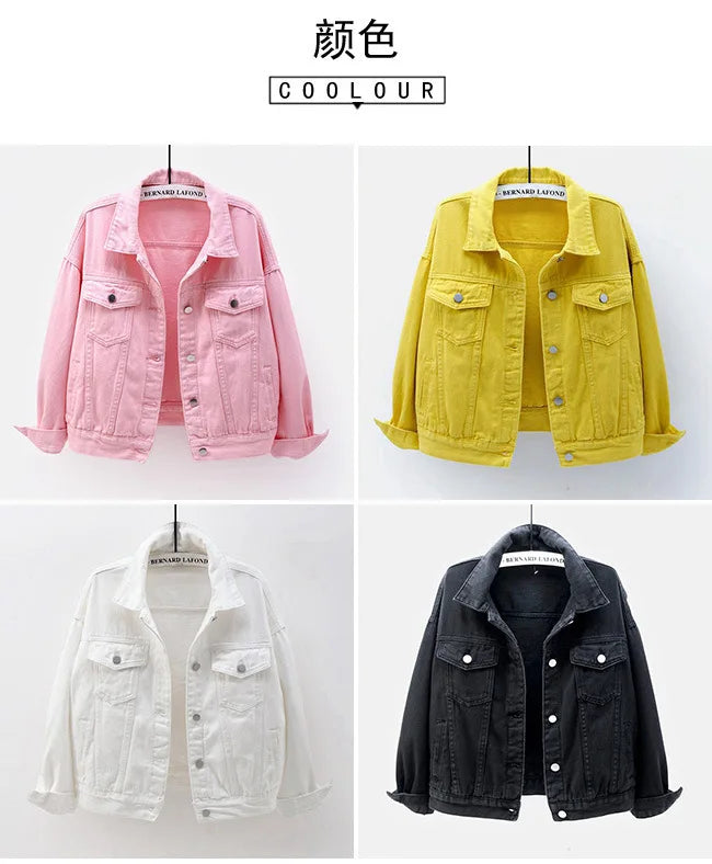 Classic Denim Jacket Women Jeans 2023 Jean Boyfriend Jackets for Women Oversize Loose Coat Veste Femme Purple White Yellow Mujer