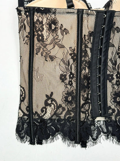 Transparent Mesh Sexy Waisted Lady Corset Elegant Shaping Women Bustier Girls Slim Evening Wear Crops Top Lady Short Body Shaper