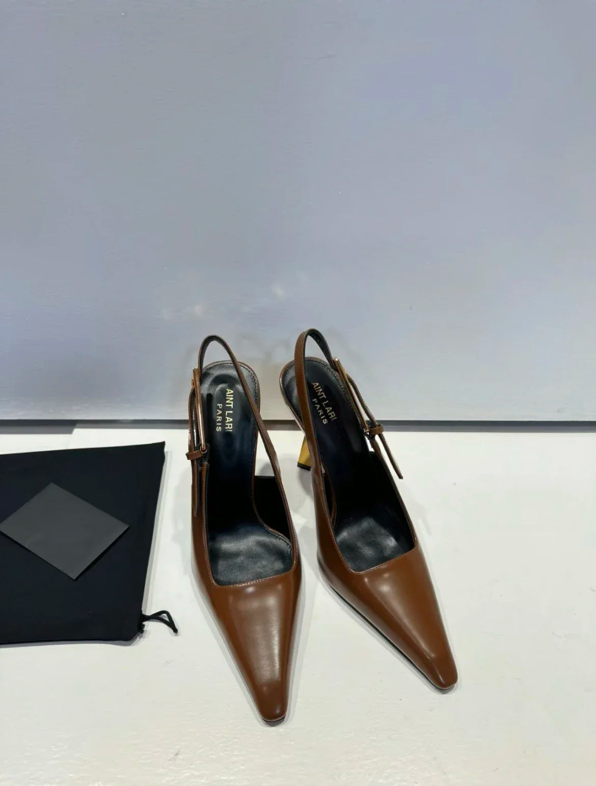 Black Pointed Toe High Heels Thin Heel Metal Cap Sandals Women's Shoes Elegant Painted Leather Sexy Fine Heel New 2025