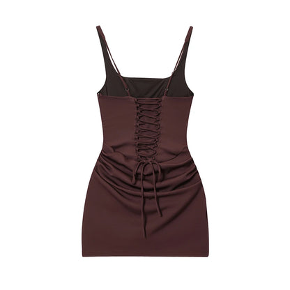 French Style Women Ruched Short Dress Fashion Summer Party Evening Gown Spaghetti Strap Bodycon Sexy Bandage Corset Mini Dress