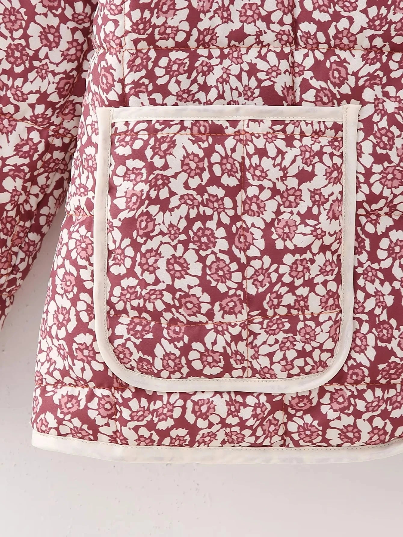 HH Floral Print Jacket For Women Autumn Quilted Reversible Cotton Coat Cardigan Long Sleeve Jackets Elegant Woman Streetwear