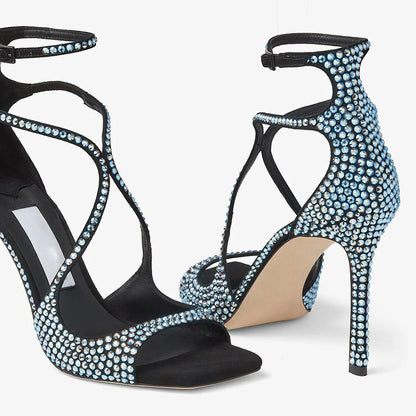 2026Ladies' Summer New Fashionable High-heeled Open Toed Sandals Square Toe Party Sexy 34-43Large Women's Shoes