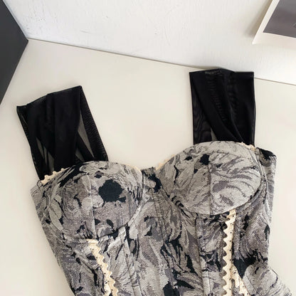 SINGREINY American Retro Print Evening Camisole Female Strap Lace Spliced Slim Top 2025 Streetwear Floral Vintage Beach Tank Top