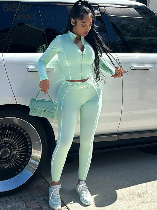 Sisterlinda Autumn Release Junior Ankle-Length High Street Pants Suit K24S58276 Girl Solid Slim Tight Fitting Fashion Pants Suit