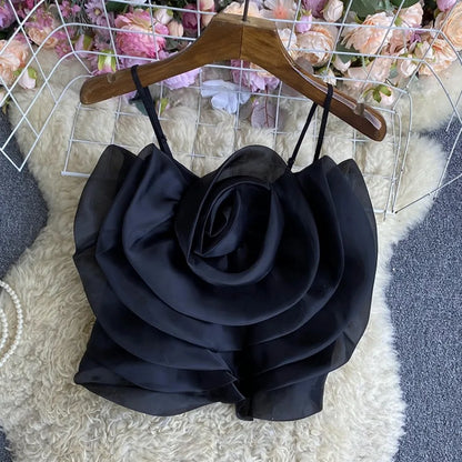 Spaghetti Strap Tank Top for Women New Arrival Slash Neck Tulle Bare Midriff Skinny Camis Summer Versatile Gallus Dropshipping