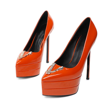 2023 15cm Stiletto High Heel Pointed Lacquer Leather Fashion Sexy High Heels Wedding Party Luxury Brand High Heels Women's Shoes