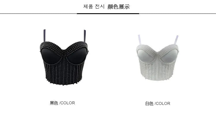 Ruili Pearl Pure Handmade Small Vest Sling Fashion Youth Body Sculpting Retro Solid Fish Bone Nightclub Performance Clothes