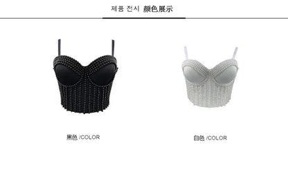 Ruili Pearl Pure Handmade Small Vest Sling Fashion Youth Body Sculpting Retro Solid Fish Bone Nightclub Performance Clothes