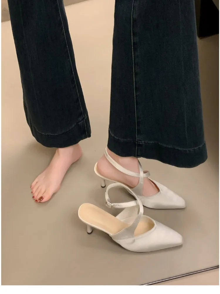 Designer Luxury Summer High Heel Women Sandals Fashion Cross Ankle Strap Singbacks Pumps Elegant Party Dancing Female Sandalias