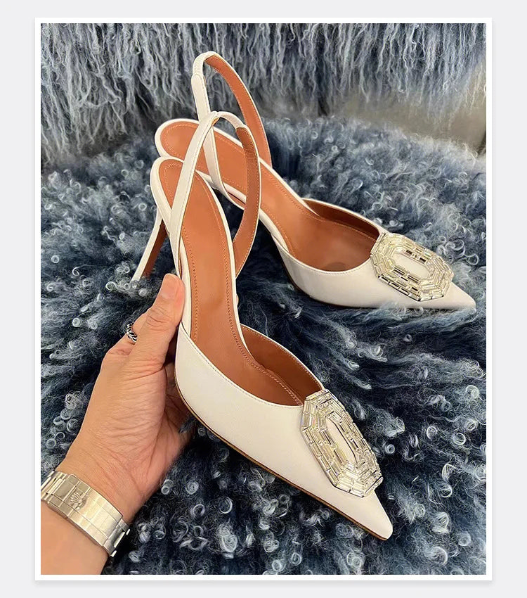 Water Diamond Buckle Toe Sandals 2026 New Pointed Thin Heel Hollow Banquet High Heels Platform Sandals Women Shoes