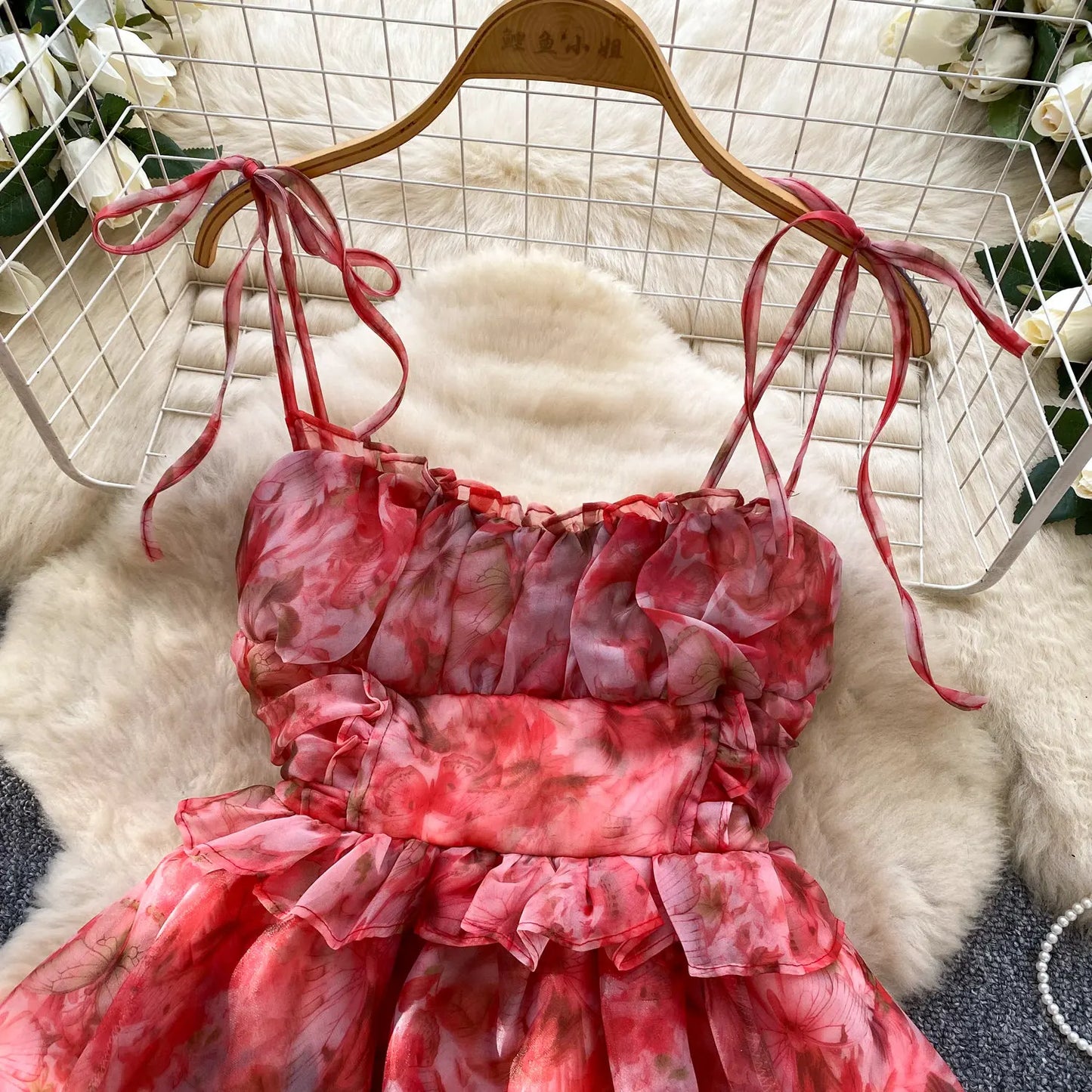 SINGREINY Holiday Print Flowy Birthday Dress Women Strap Butterfly Vacation Cake Sundress Organza Luxury Party Short Dress