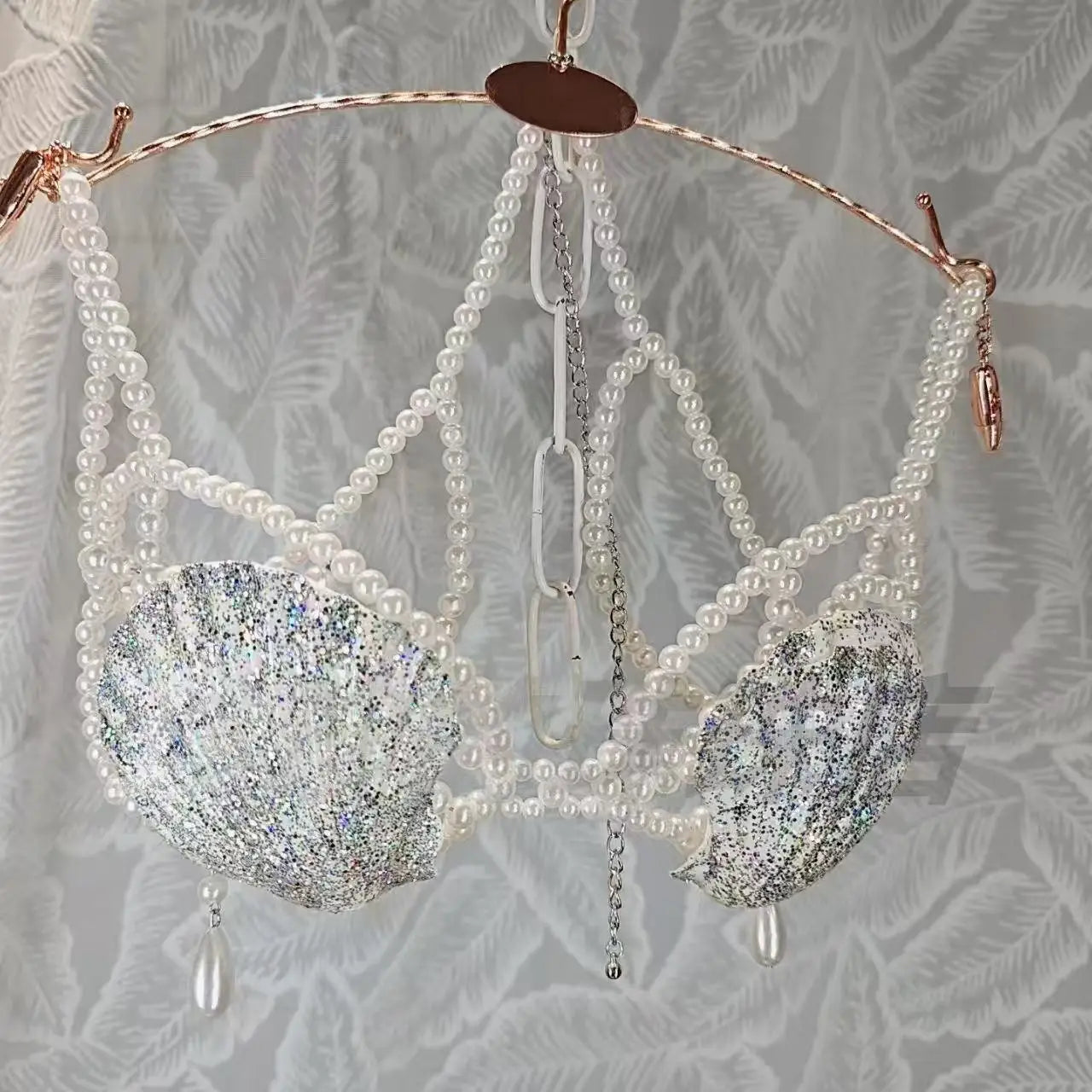 New Handmade Mermaid Bra Size Adjustable Glitter Natural Shell Bra Ocean Theme Party Pearls Sexy Corset