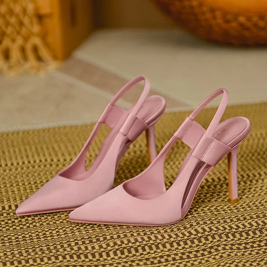 Luxury 2026 Pink Pointed High Heels Women's Slender High Heels Elegant New French Style Headed High Quality Summer Sandals
