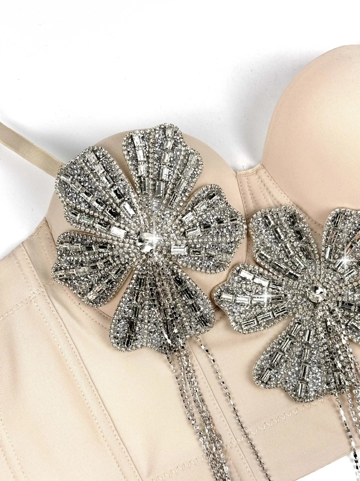 Fashion Women Diamonds Embroidery Flowers Tassel Bustier Corset Crop Tops To Wear suspender vest
