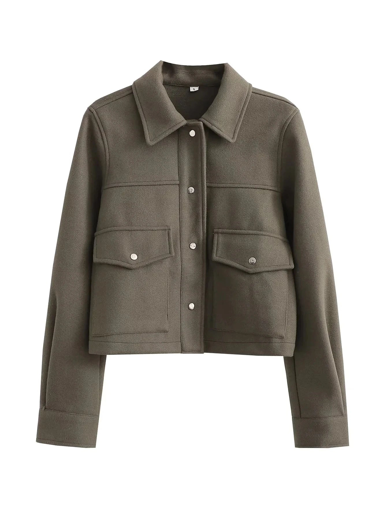 HH Jackets For Womens Autumn Fashion Solid Front Pockets Button Long Sleeve Jacket Elegant Woman Casual Outerwear Coat