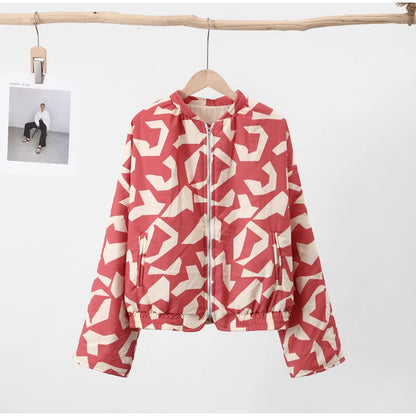 HH Floral Print Jacket For Women Autumn Quilted Reversible Cotton Coat Cardigan Long Sleeve Jackets Elegant Woman Streetwear
