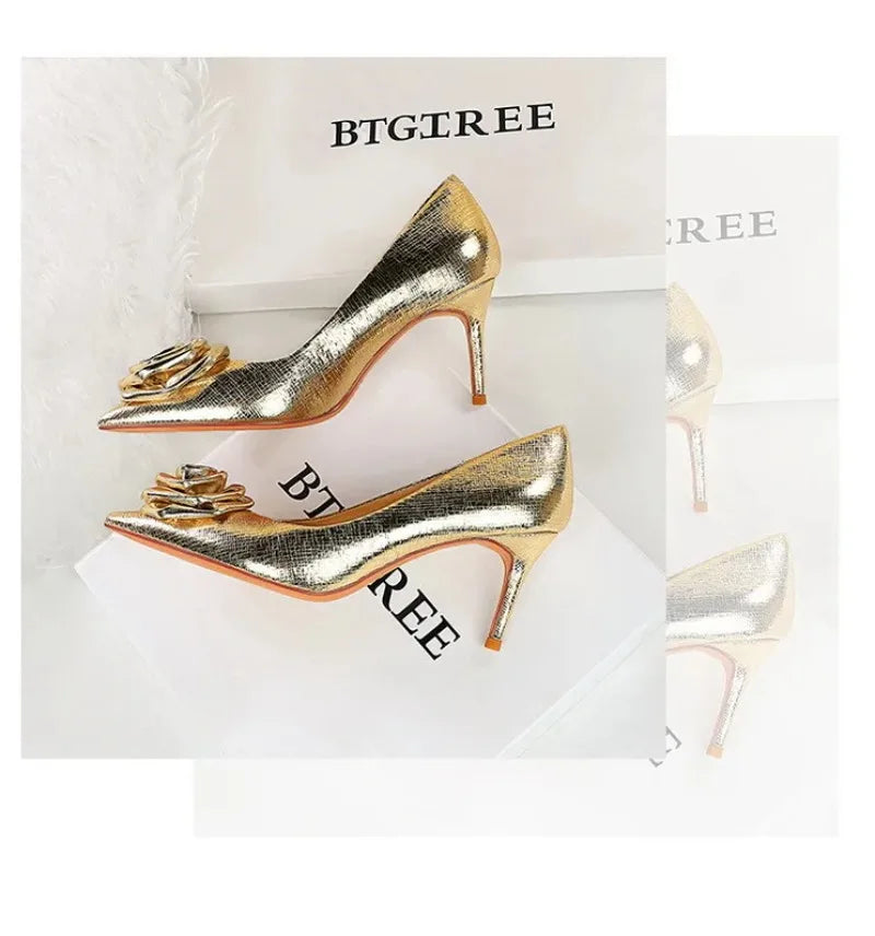 Luxury Designer Women Shoes New Fashion Patent Leather Pointed Tip High Heels for Woman Elegant France Casual Shoe Zapatos Mujer