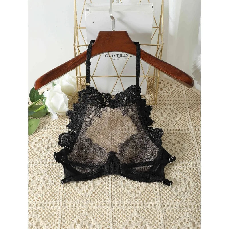 Backless Tank Tops for Women Hollow Out Neck-mounted Bare Midriff Build in Bra Lace Patchwork Camis Summer Gallus Dropshipping