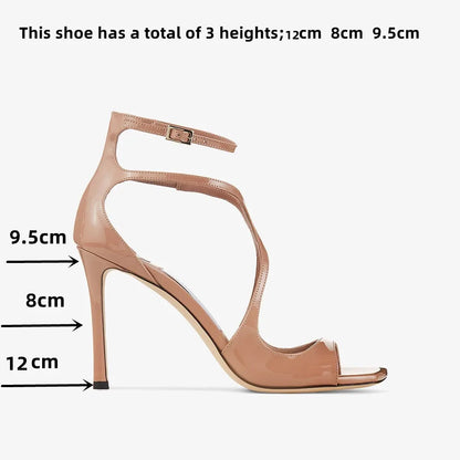 2026Ladies' Summer New Fashionable High-heeled Open Toed Sandals Square Toe Party Sexy 34-43Large Women's Shoes