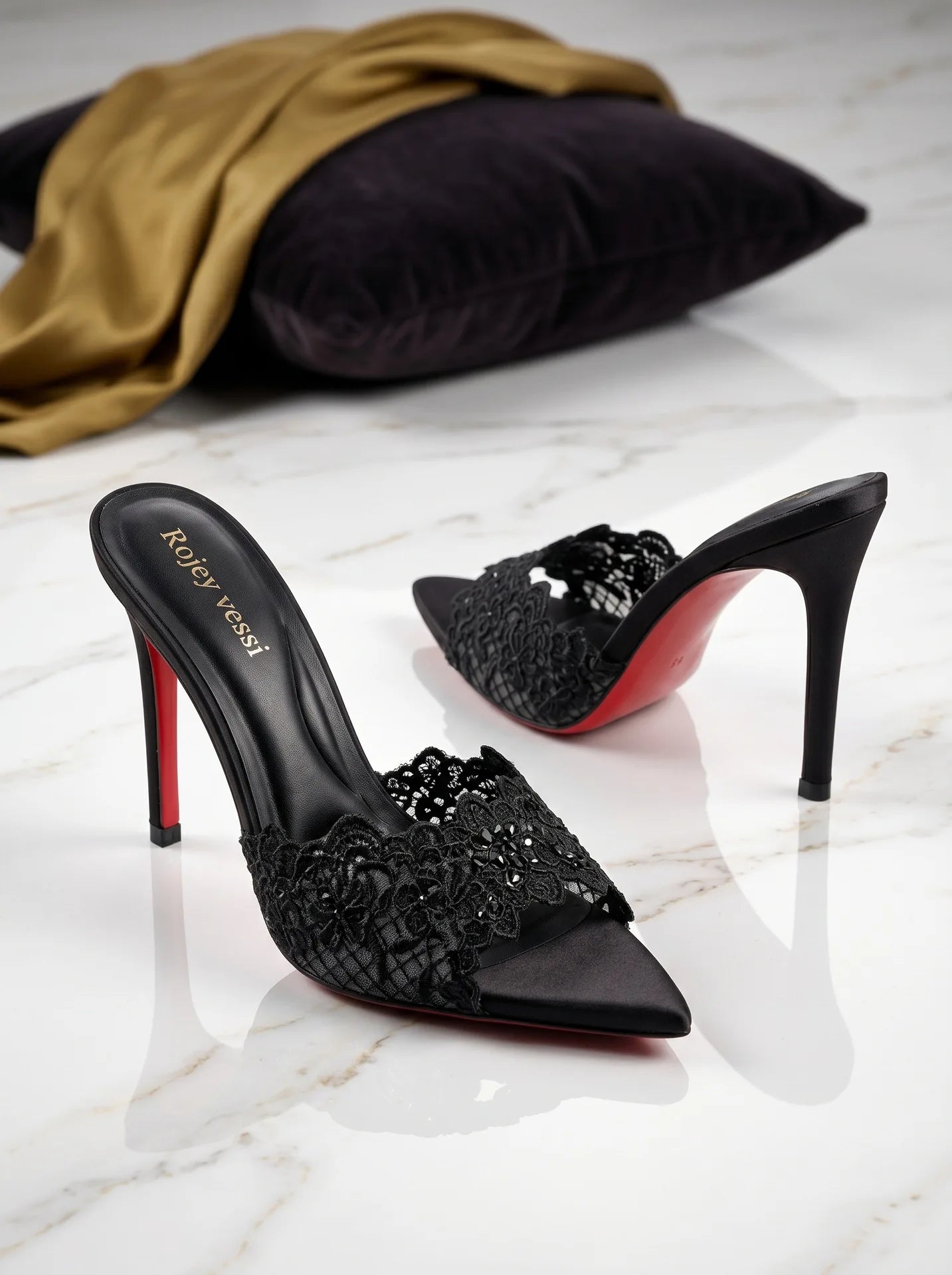 High heeled sandals for women to wear outside, summer lace high heels for women, sexy black slim heeled one-piece slippers