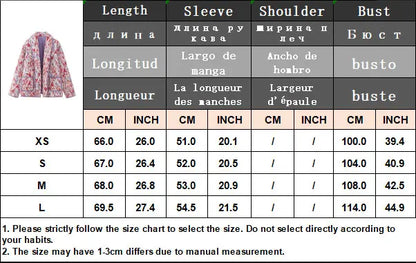 HH Floral Print Jacket For Women Autumn Quilted Reversible Cotton Coat Cardigan Long Sleeve Jackets Elegant Woman Streetwear