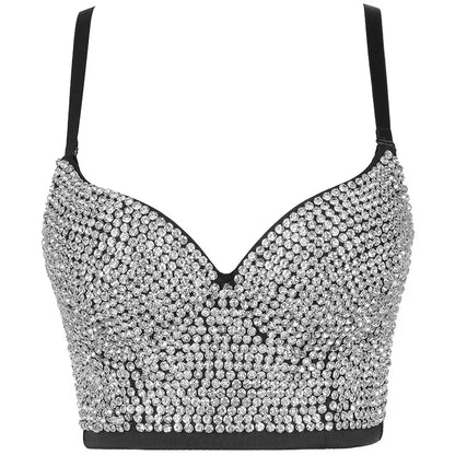 Women Tank Tops Sexy Sequined Diamond Bra Woman Clothes Push Up Bustier Club y2k Crop Top Party Ladies Corset Blusas Ropa Mujer