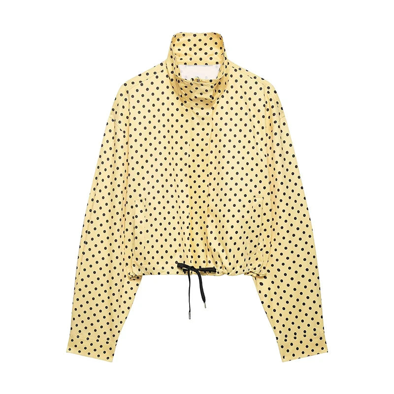 Women's Jackets Fashion Polka Dot Bomber Jacket Spring Women Long Sleeve Loose Jackets Coats Streetwear Female Outerwear Tops
