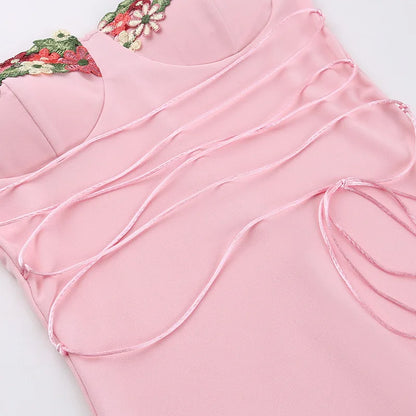 Y2K Sexy Sleeveless Backless Floral Women's Maxi Long Dress Lace-Up Bandage Bodycon Autumn Winter Party Club Dresses Outfit Gift