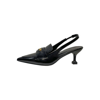 Fashion Color Matching Design Elegant Women's Shallow High-heeled Sandals Spring and Summer Pointed One-pedal Baotou Sandals.