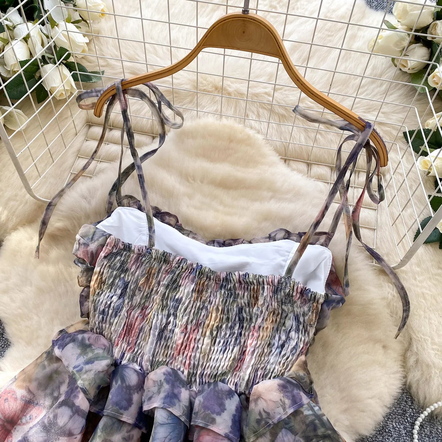 SINGREINY Holiday Print Flowy Birthday Dress Women Strap Butterfly Vacation Cake Sundress Organza Luxury Party Short Dress