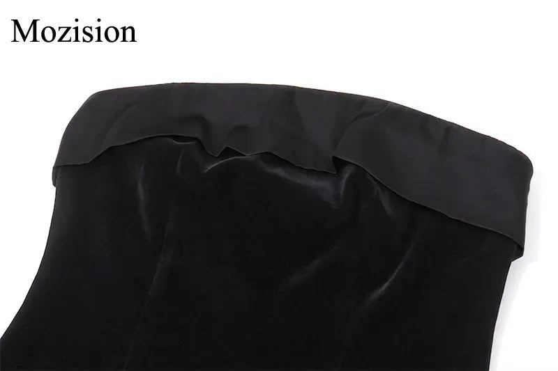 Mozision Strapless Backless Sexy Mini Dress Women Fashion With Zipper Off-shoulder Sleeveless A-line Bodycon Club Party Dress