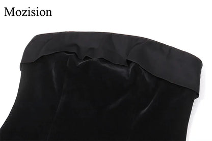 Mozision Strapless Backless Sexy Mini Dress Women Fashion With Zipper Off-shoulder Sleeveless A-line Bodycon Club Party Dress