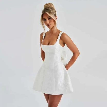Avrilyaan Bow Spaghetti Strap Backless Sexy A-line Dress Women Strapless Party Dress Elegant Bodycon Mini Summer Dress Vestidos