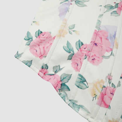Women Floral Top Sexy Spicy Girl Tank Top Low cut Open Back Flower Wrapped Chest Diamond Fish Bone Strap Waist Vest Tank Top Y2K